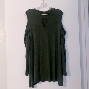 Army Green Misia Open Shoulder Sweater Size 3X